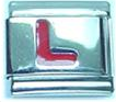 Red letter - L - 9mm Italian charm - Click Image to Close